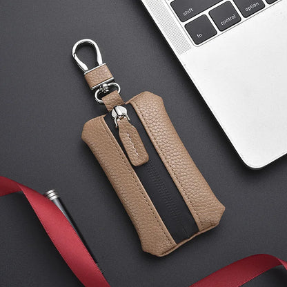 Unisex PU Leather Key Case for Car Key Wallet Pocket Key Holder Organizer Pouch Key Organizer Large Capacity Zipper Key Bag
