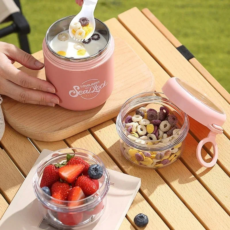 Stainless Steel Soup Cup Breakfast Oat Cups Students Office Workers Portable Milk Fruit Salad Cup Sealed Thermos Container