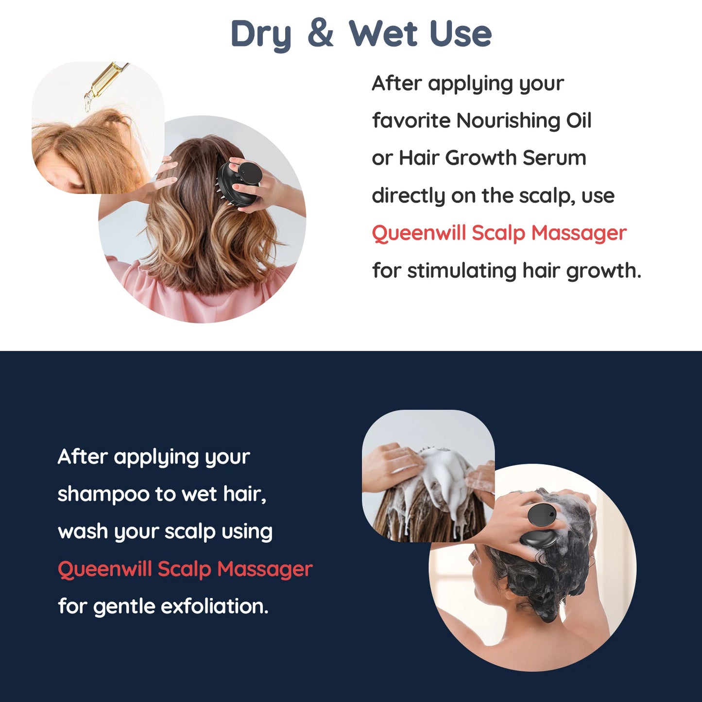 Scalp Massager Hair Growth Scalp Scrubber with Soft Silicone Bristles for Hair Growth Dandruff Removal, Hair Shampoo Brush Scalp