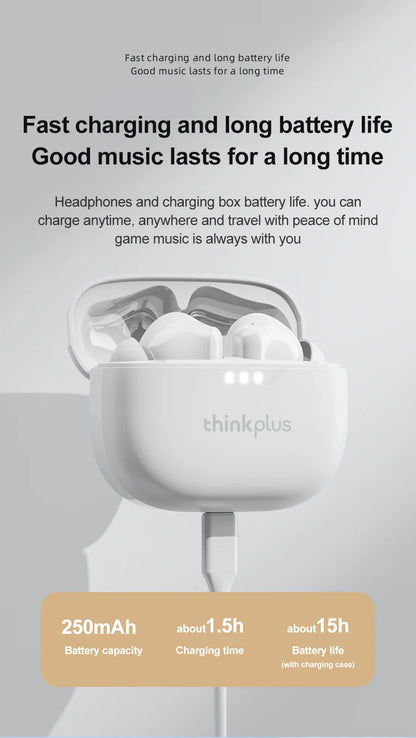 100% Original Lenovo Headphones Wireless Bluetooth 5.2 Earbuds HiFi Stereo Noise Reduction Headphones Touch Control 250mAH New