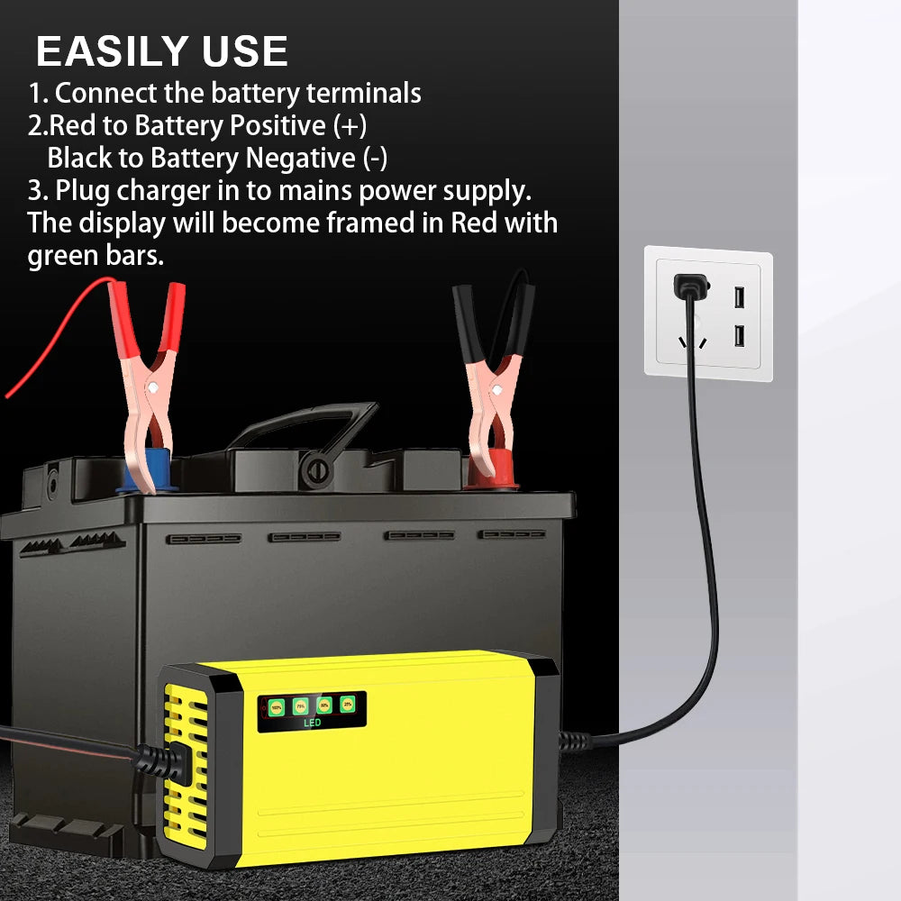 Car Battery Charger 220V Power Puls Repair Charger Moto Truck Battery Charger 12V 2A Wet Dry Lead Acid Battery LED Display