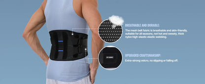 Back Brace For Lower Back Pain,With 4 Metal Supports,Four Elastic Bands,Breathable& Strong Support,Effectively Relieve Your Pain