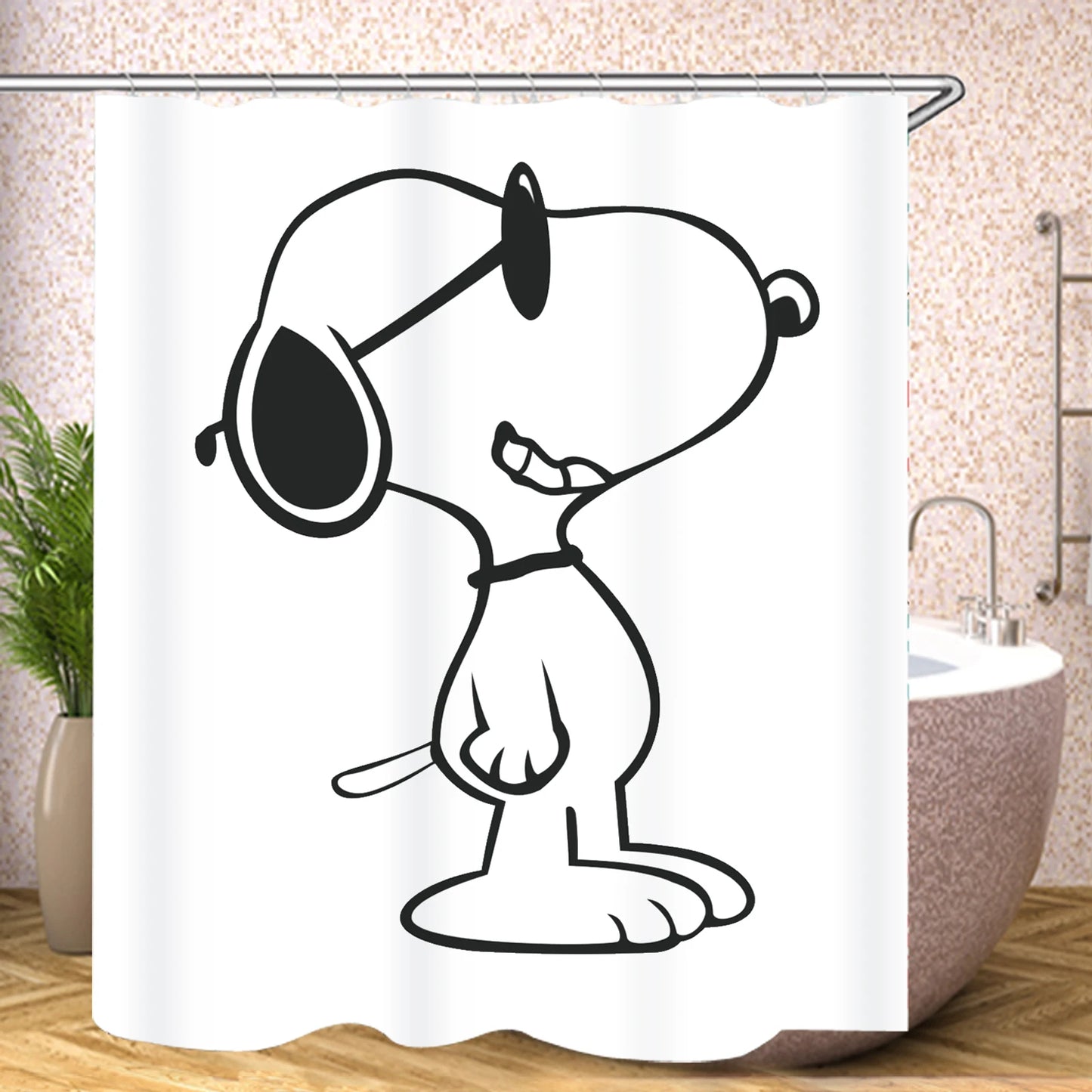 Snoopy Anime Funny Cute Shower Screen Bath Curtain Toilet Accessories Bathroom Sets Full Setluxury