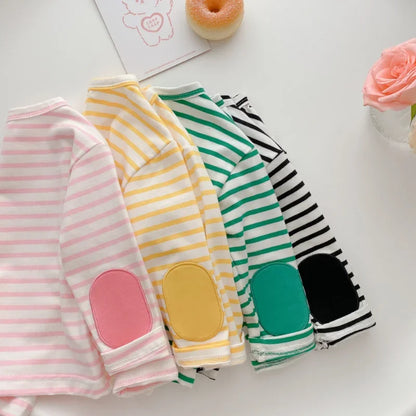 Spring Baby Boy Striped Cotton T-shirts Kids Cotton Clothes Toddler Girls Tops Children Long Sleeve Loose Bottoming T Shirt 0-4Y