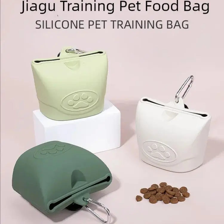 Silicone pet feeding bag, pet supplies, silicone dog food bag, silicone bag manufacturer, portable outdoor dog training bag