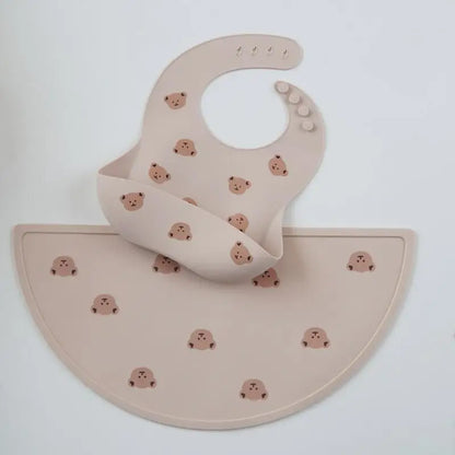 Baby silicone bib, bear bib, baby eating, children's complementary food, saliva bib, waterproof saliva towel