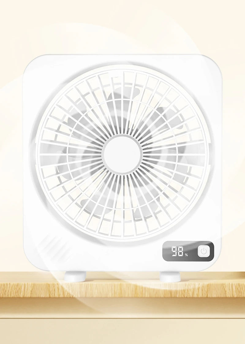 Electric Fan Portable Usb Charging Cycle Electric Fan Table Fan Digital Display 5-speed Desktop Small Fan Office Camping