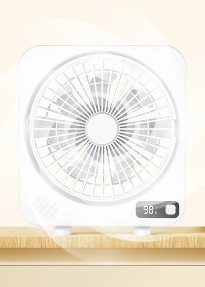 Electric Fan Portable Usb Charging Cycle Electric Fan Table Fan Digital Display 5-speed Desktop Small Fan Office Camping
