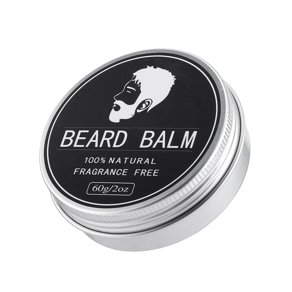 60g Beard Balm For Men Facial Hair Beard Growth Wax Thicking Moisturizing Nourishing Professional Mustache Cream Beard Care