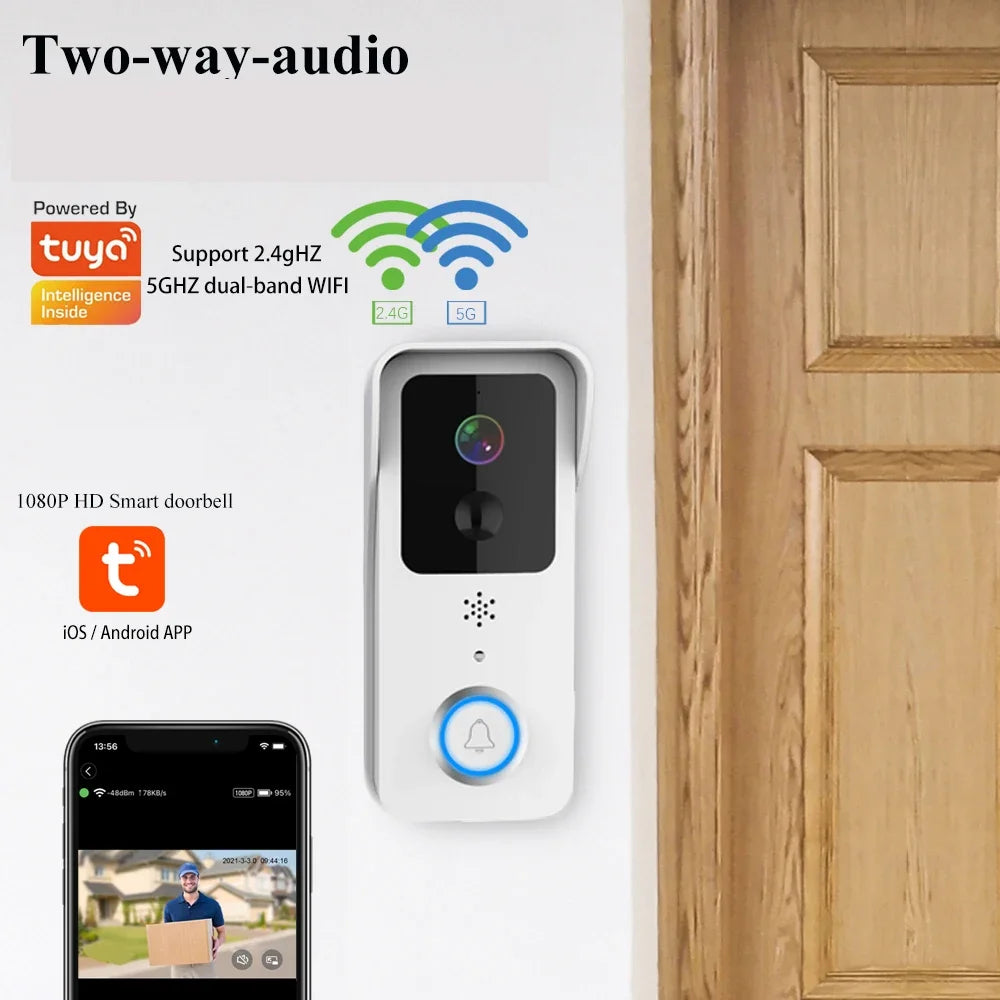 Video Doorbell 5G 2.4G WiFi 1080P Smart Outdoor Wireless Intercom Waterproof Wireless Camera Home Safety Doorbell Camera