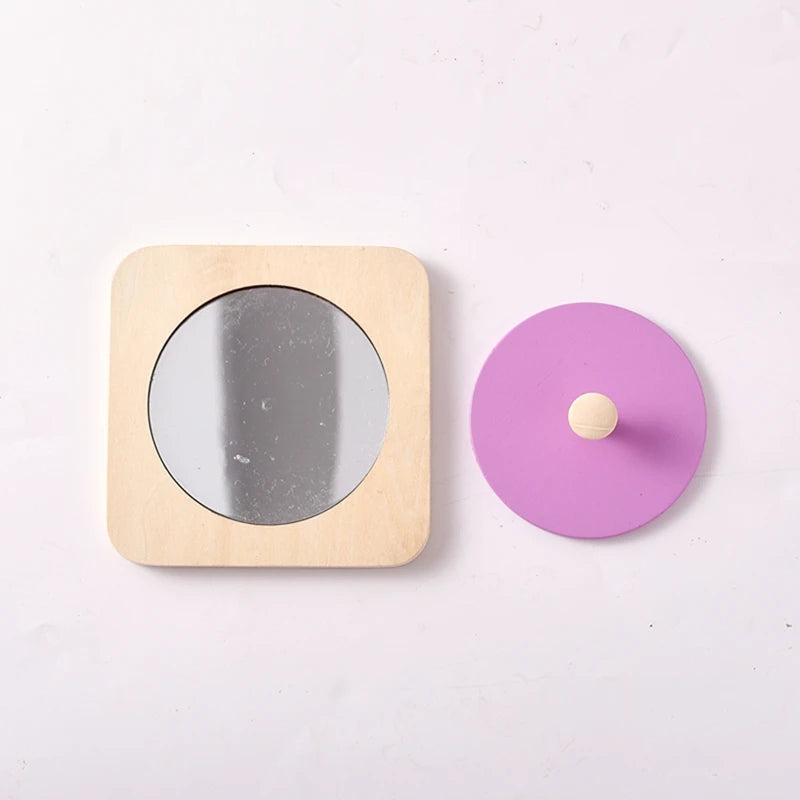 Baby Wooden Montessori Toys Mirror Tummy Time Infant Mirror Black White Contrast Visual Stimulation Sensory Development Toys