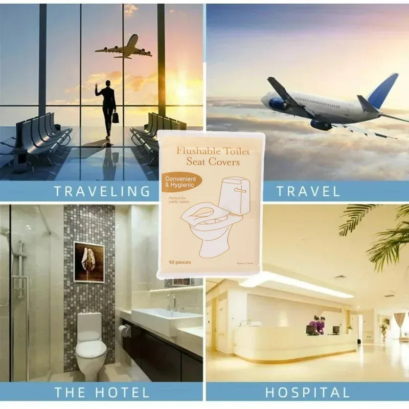50/10pcs Disposable Toilet Seat Pads Portable Bathroom Toilet Pads Degradable Paper Portable Home Travel Camping Hotel Supplies