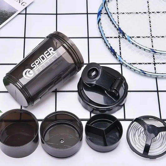 3 Layers Shaker Protein Bottle Powder Shake Cup Water Bottle Plastic Mixing Cup Body Building Exercise Bottle