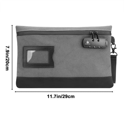 Money Bag with Lock Durable Canvas Cash Bag for Cash Passports Storage Bag