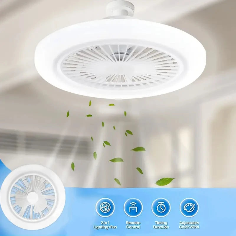 Smart 2-in-1 Ceiling Fan with Remote Control and 3-Speed E27  Lighting Base For Living Room Bedroom Fan and Lamp