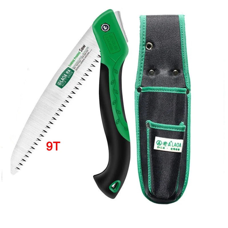 LAOA Quick folding saw, adjustable angle, waist hanging hand saw, woodworking saw, camping saw, hand board garden saw