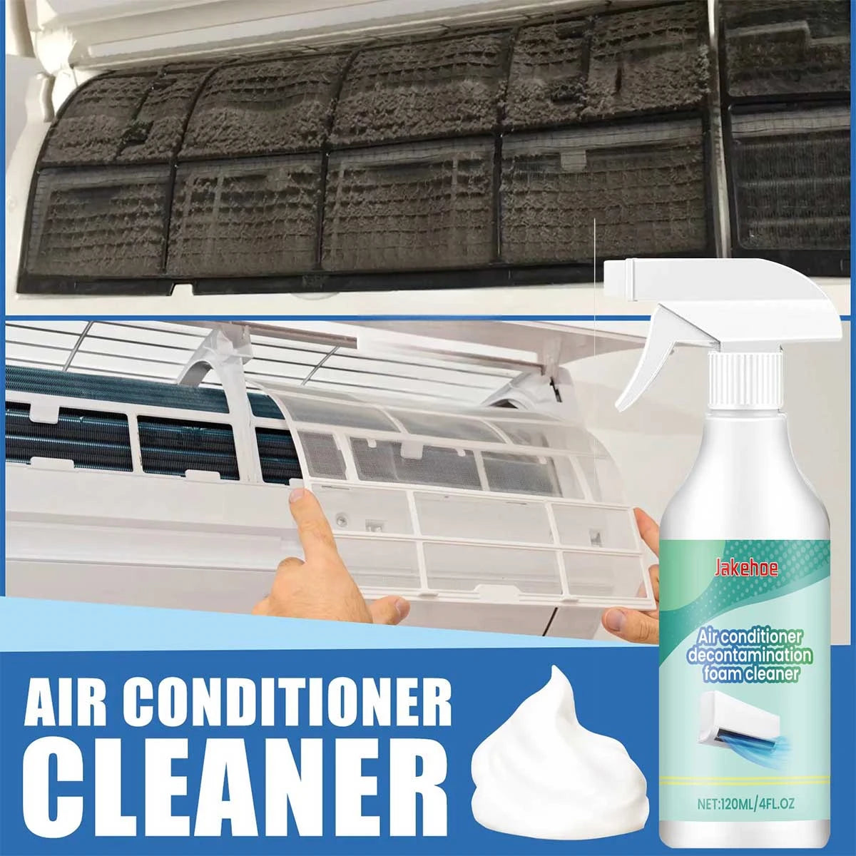 120ML Air Conditioner Foaming Cleaner Spray Deodorizer Professional Household Outside Machine Cleaning Foam Spray Deodorizer