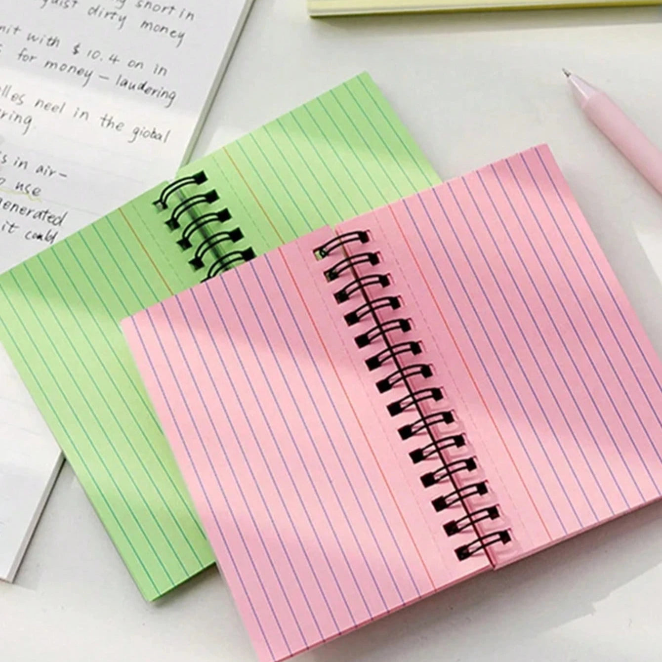 Simple Lined Spiral Notebook With Colorful Pages,Tearable Binding,Office Supplies Journal Diary Stationery Back To School