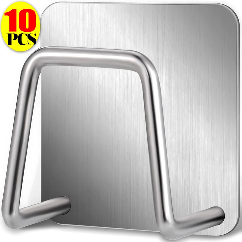 Kitchen Stainless Steel Sink Sponges Holders Self Adhesive Drain Drying Racks Wire Rag Organizer Hooks Multipurpose Wall Hooks