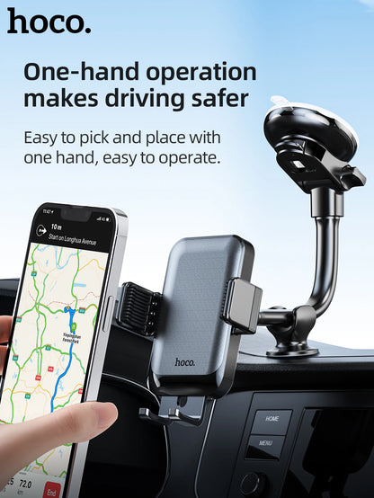 HOCO Car Center Console Windshield Phone Holder For iPhone 16/15 Pro Max Handsfree Universal Phone Mount For 4.7-7 inch Phones
