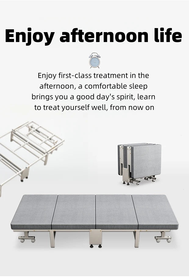 Luxurious White Bottom Frame Foldableing Bed New Thickeneded and Widened Lunch Break Foldableing Bed 60% off Bed