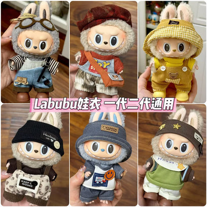Labubu can wear baby clothes vinyl cloth 17cm doll cute change casual suit skirt plush clothes