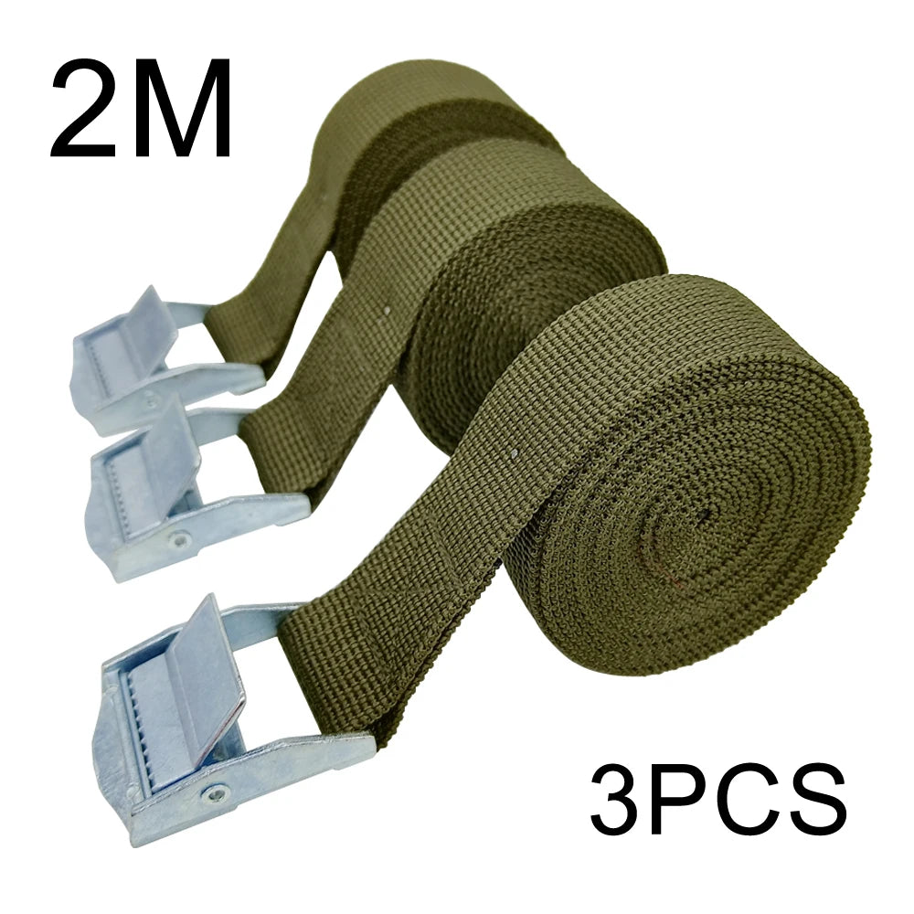3pcs 2M Buckle Tie-Down Belt cargo straps for Car motorcycle bike With Metal Buckle Tow Rope Strong Ratchet Belt for Luggage Bag