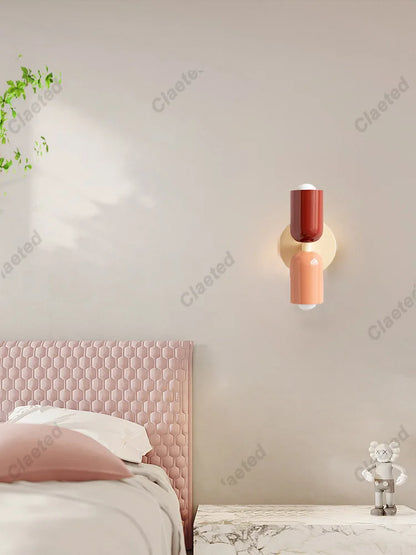 LED Wall Lamp Modern Simple Cream Double Head Light for Living Room Bedroom Besides Study Interior Decoration Fixture