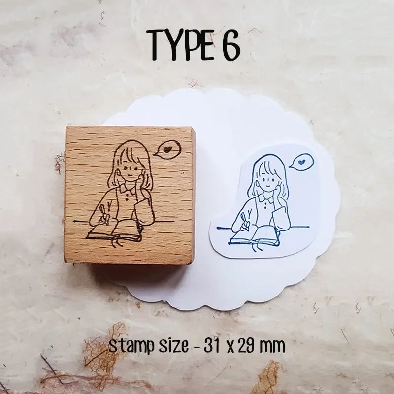 Stamp Scrapbooking Supplies Flower Petal Birds Stationary Kawaii Wooden Stamps