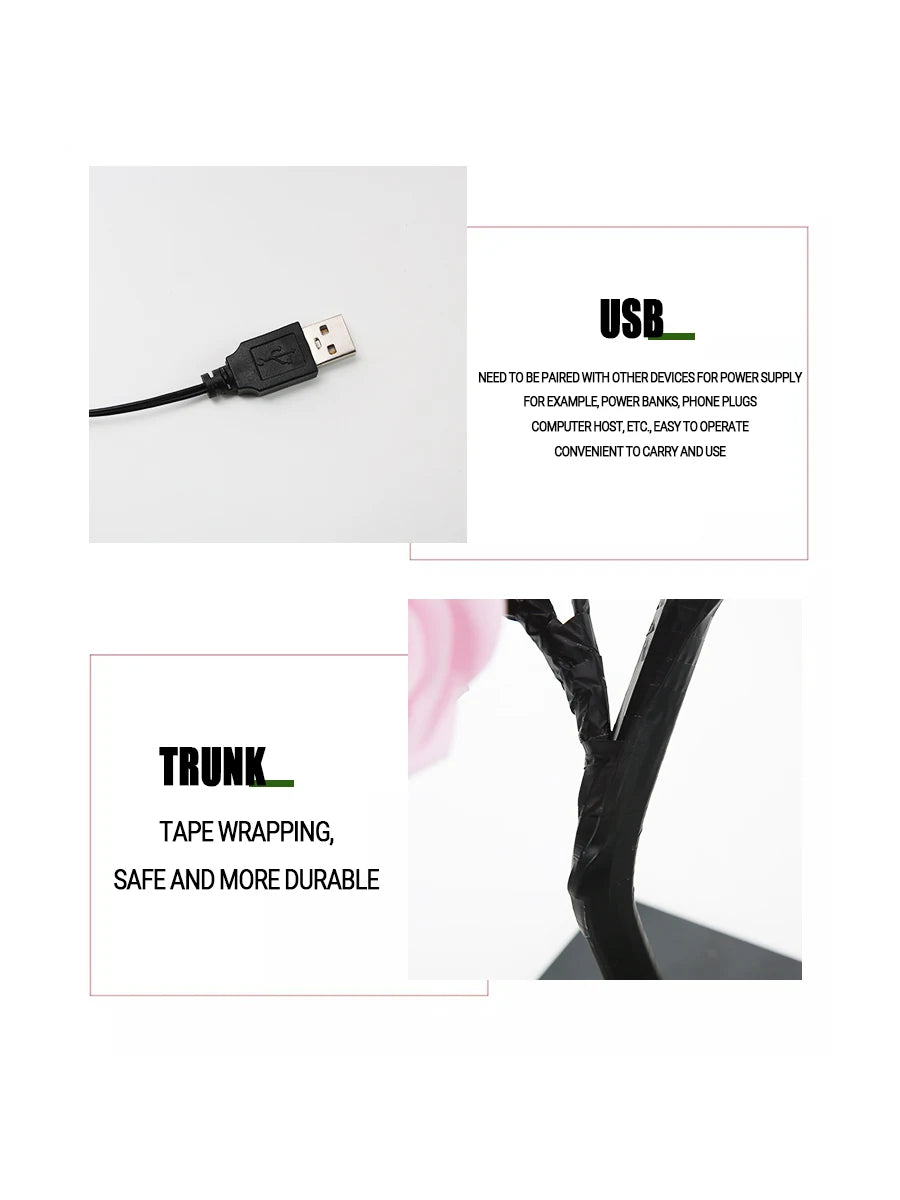 LED Table Lamp Rose Flower Tree USB Night Lights Home Decoration LED Table Lights Parties Xmas Christmas Wedding Bedroom Decor