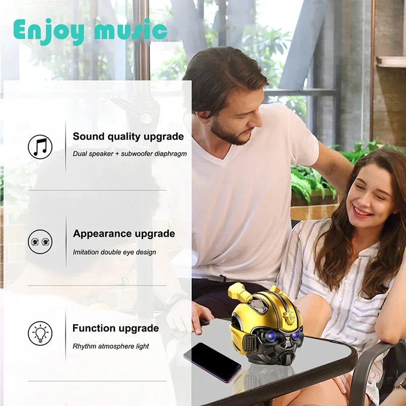 Original Transformers Bluetooth Speakers Bumblebee Head Bluetooth Speakerdual Speakersled Light Heavy Basssuitable,Tf, Fm Radio