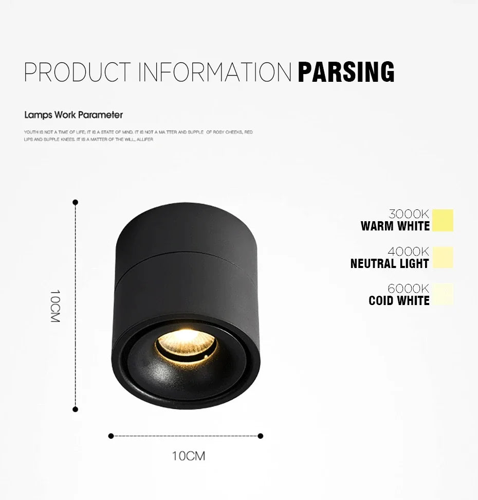 Led Spotlights Foldable Downlight Wall Spot Led Lamp Focos Ceiling Lamp Surface Mounted Indoor Lighting for Living Room Kitchen