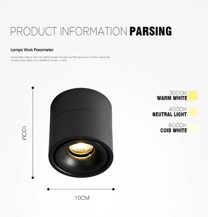 Led Spotlights Foldable Downlight Wall Spot Led Lamp Focos Ceiling Lamp Surface Mounted Indoor Lighting for Living Room Kitchen