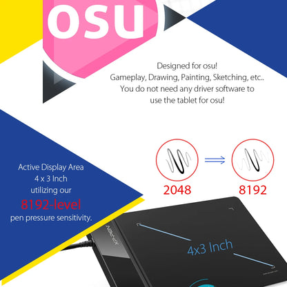 Drawing Tablet XPPen G430S Graphic Drawing Tablet with 8192 Levels Pressure Battery Free Stylus 4x3 Inch Tablet for Windows Mac