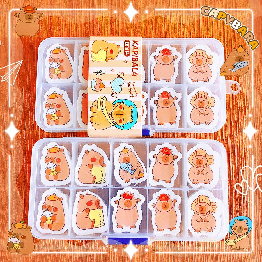 school useful teacher gift kawaii stationery supplies office accessories funny erasers cute capybara rubber Aesthetic stationery