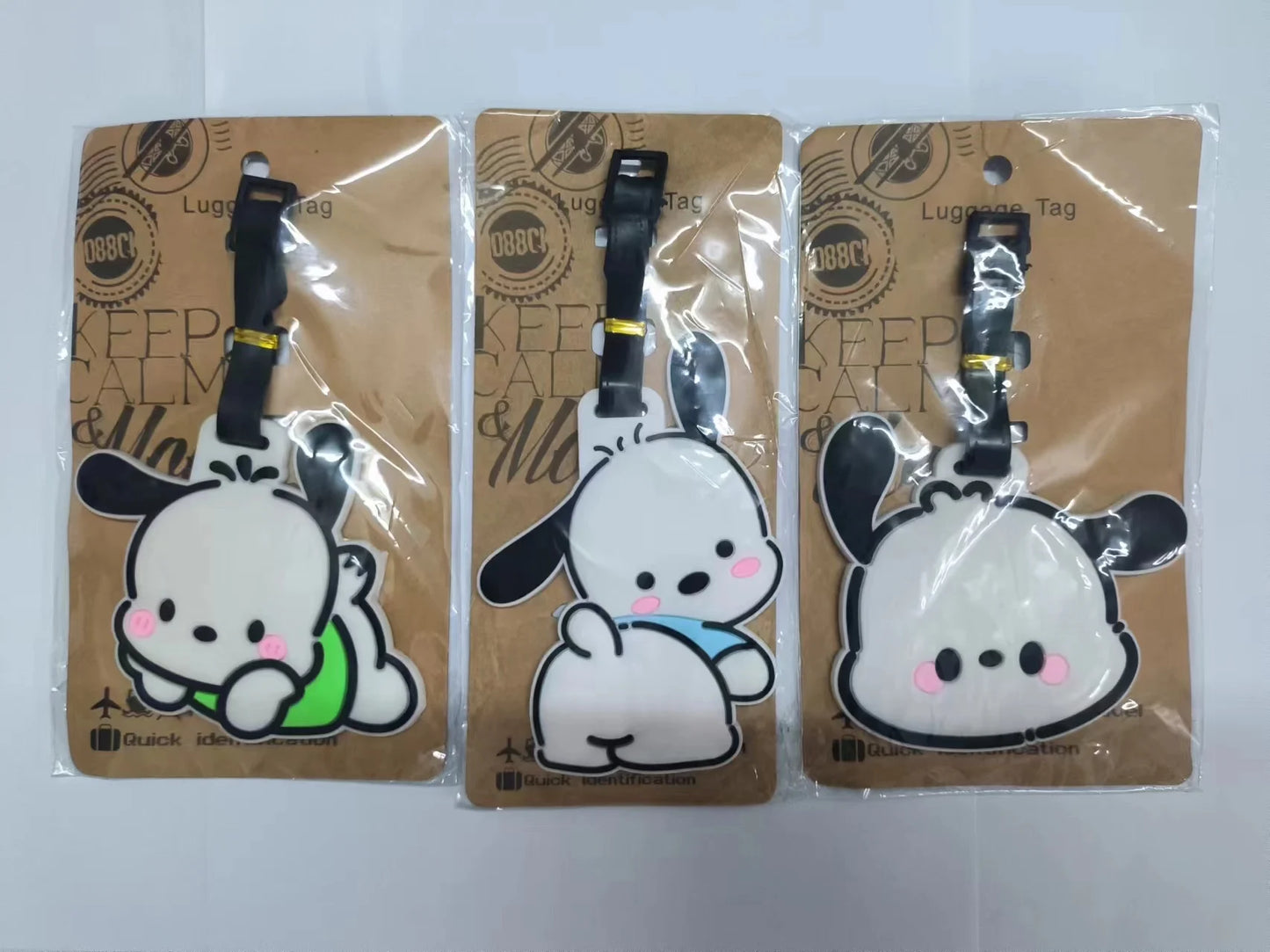 Travel Accessories PVC Luggage Tag Cute Cartoon Pochacco Suitcase Portable Label