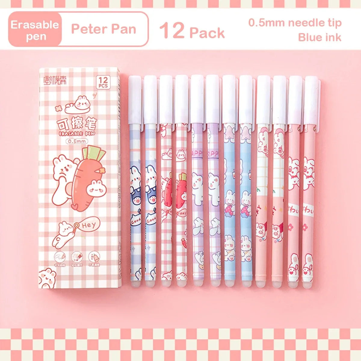 12PC 0.5mm Syringe Erasable Pen Korean Stationery Simple Kawaii Writing Pen Student Stationery Cultural and Educational Supplies