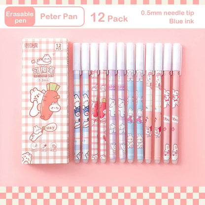12PC 0.5mm Syringe Erasable Pen Korean Stationery Simple Kawaii Writing Pen Student Stationery Cultural and Educational Supplies
