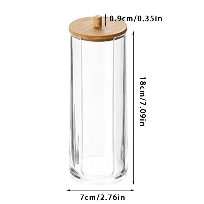 Cotton Swab Holder Bathroom Dispenser Storage Cotton Ball, Cotton Swab, Cotton Round Pads, Floss Picks - Clear Canister