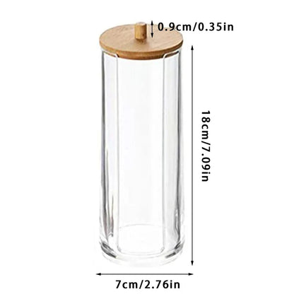 Cotton Swab Holder Bathroom Dispenser Storage Cotton Ball, Cotton Swab, Cotton Round Pads, Floss Picks - Clear Canister
