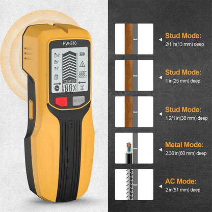 Handheld 6 in 1 Metal Detector Wall Finders Multifunction Wood Stud Finder Metal Pipes AC Wire Metal Depth Measure Floor Scanner