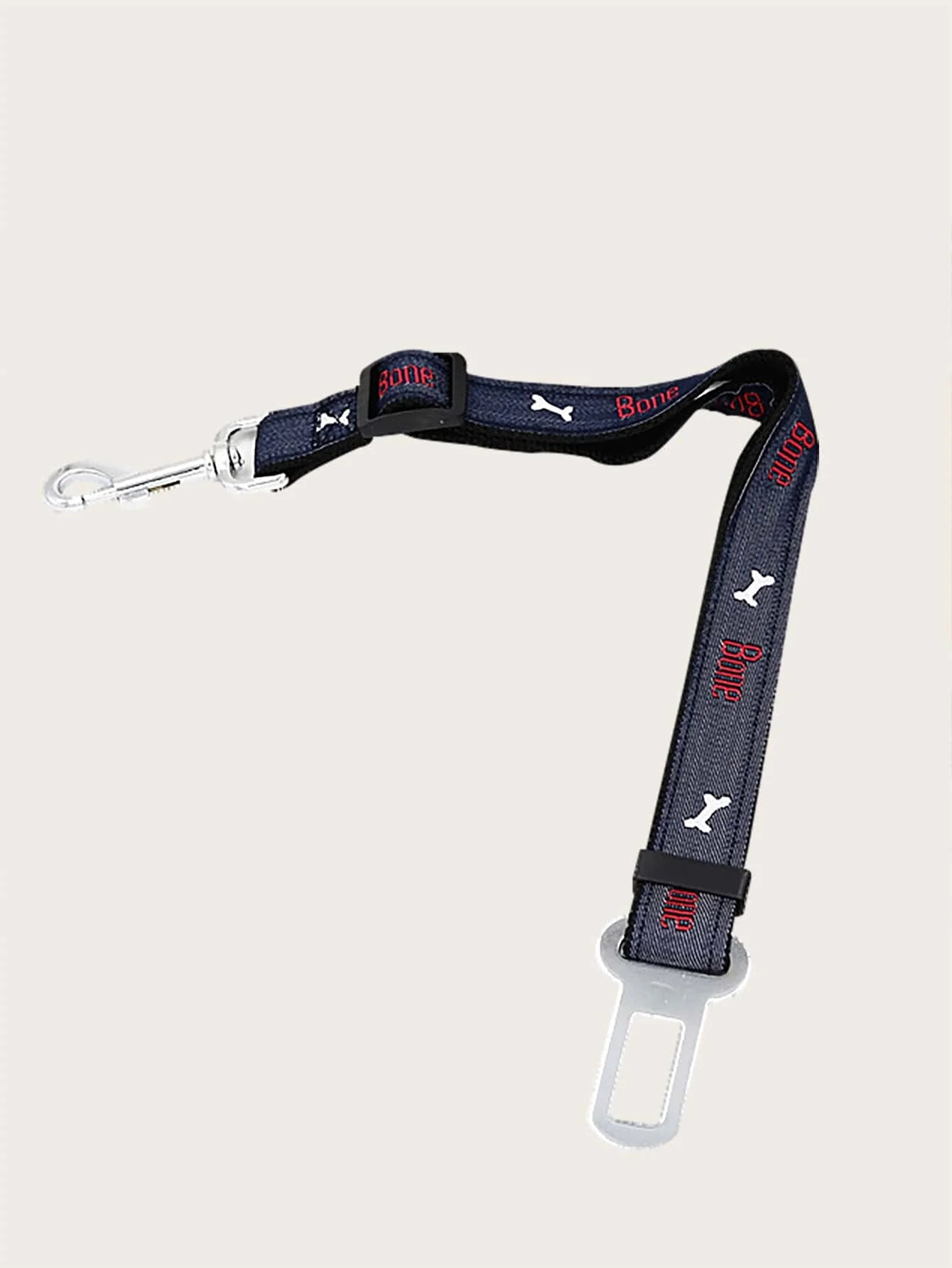 1pc-Adjustable denim dog car seat belt metal buckle - suitable for all sizes of retractable pet safety harnesses