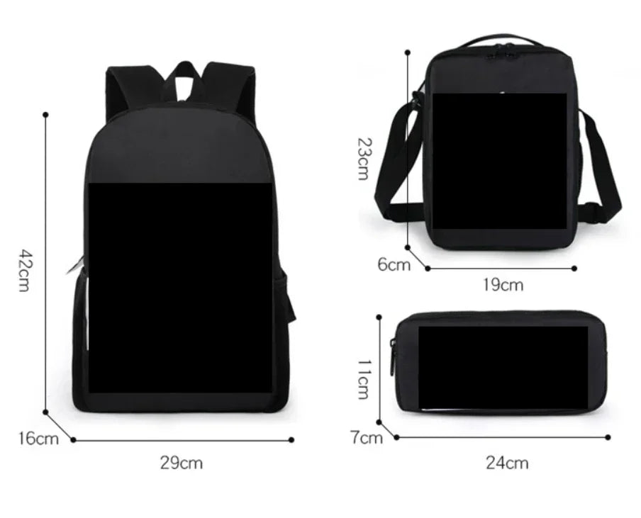 HOT 3PC-SET Sonic Backpack Primary and Secondary School School Bags  Anime Cartoon School Bags Best Gifts for Kids Mochila