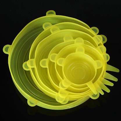 6pcs/set Silicone Cover Stretch Lids Reusable Airtight Food Wrap Covers Keeping Fresh Seal Bowl Stretchy Wrap Cover