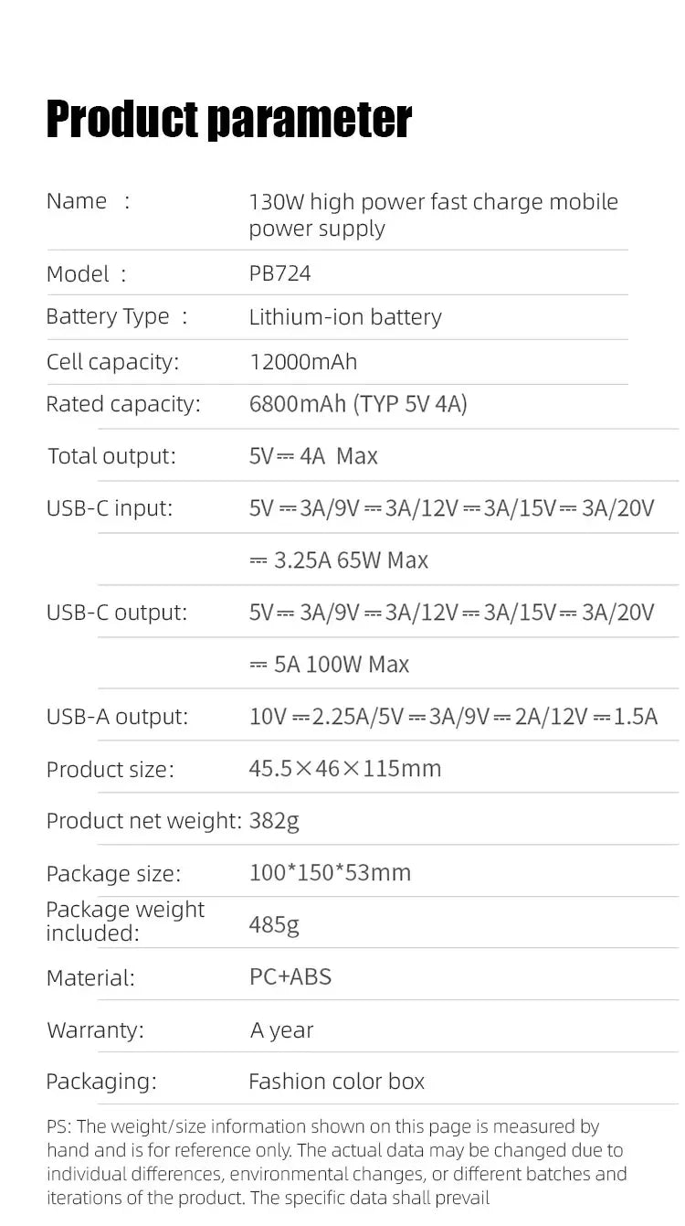 200W PD3.1 Power Bank 25000mAh with TFT Color Screen, 100W Fast Charging for Laptop and Phone, Portable Power Bank