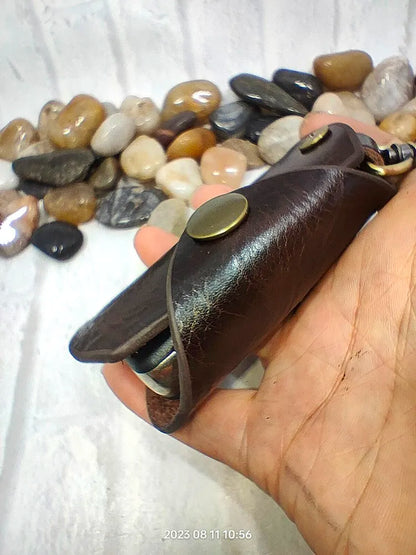 blongk Car Key Case on Waist Small Key Pouch Genuine Leather Key Organizer Key Bag Mini Car Key Holder Men Women 1608