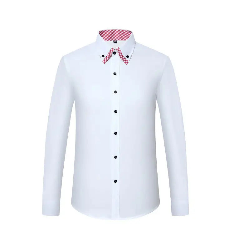 Mens Dress Shirt Long Sleeve Non Iron Fashion Double Layer Business Formal Regular Fit Office Camisa Social Solid Button Shirts