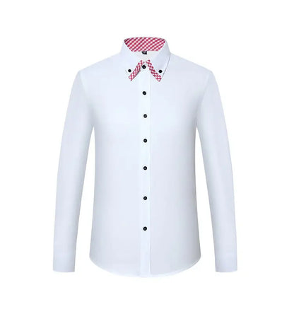 Mens Dress Shirt Long Sleeve Non Iron Fashion Double Layer Business Formal Regular Fit Office Camisa Social Solid Button Shirts