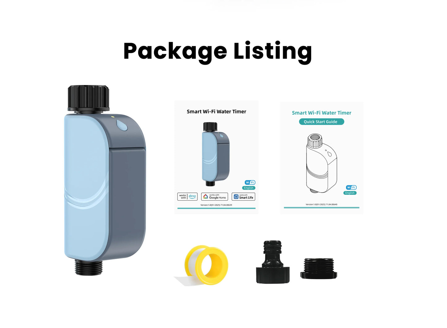 GIRIER Tuya Smart Water Timer WiFi Programmable Sprinkler Controller for Garden Hose Irrigation No Hub Required Works with Alexa