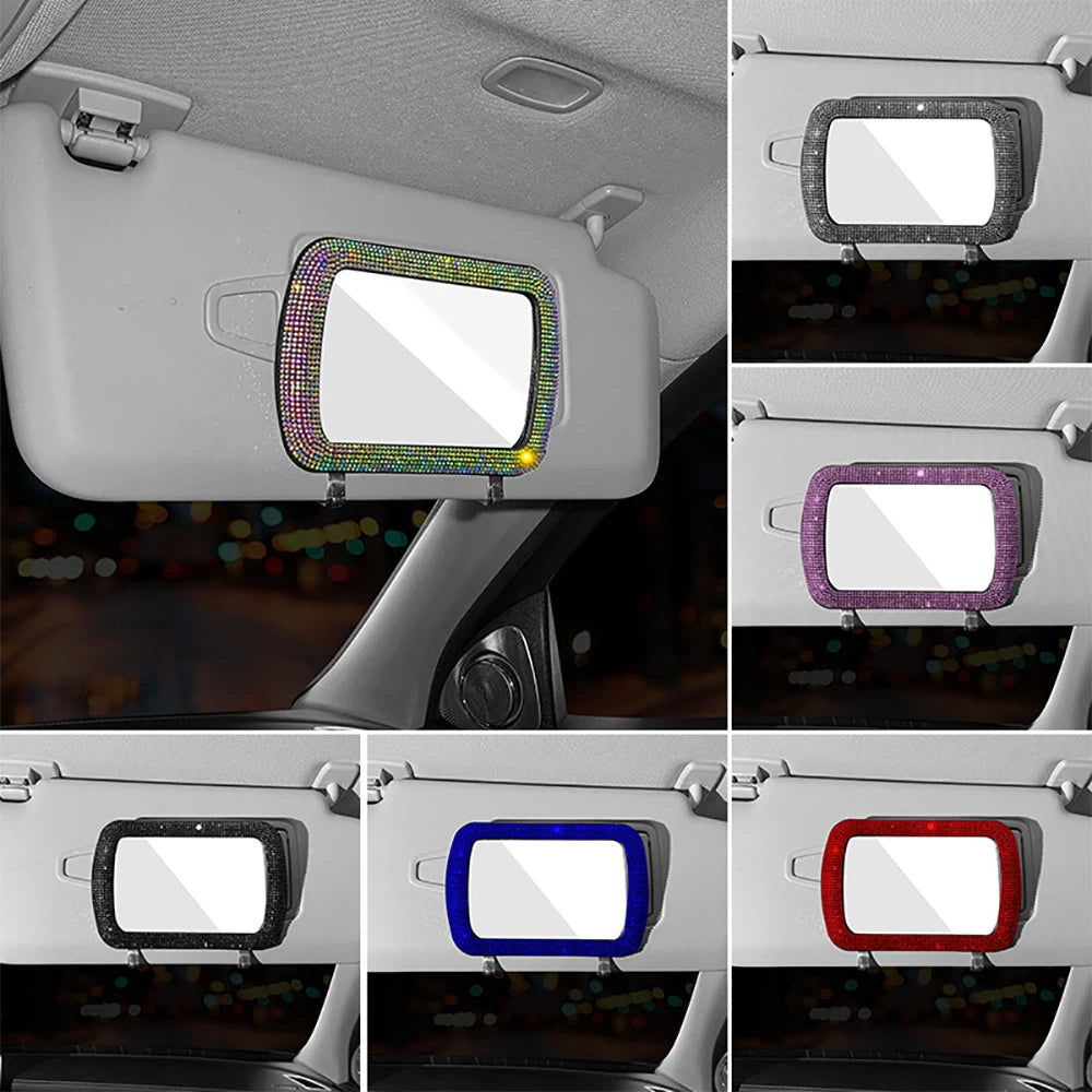 Car Sun Visor Makeup Mirror Ladies Makeup Mirror Car Decorative Mirror BlingBling Makeup Mirror Car Assessoires